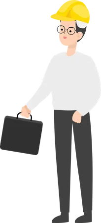 Engineer holding briefcase Illustration