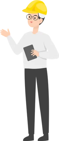 Engineer holding diary  Illustration