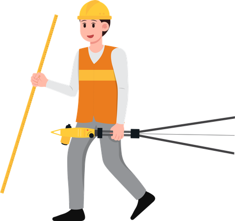 Engineer Holding Equipments  Illustration