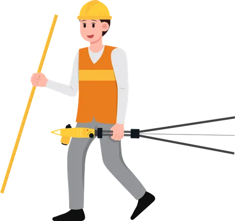 Engineer Holding Equipments  Illustration