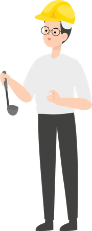 Engineer holding ladle Illustration