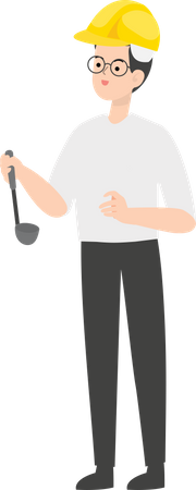 Engineer holding ladle  Illustration