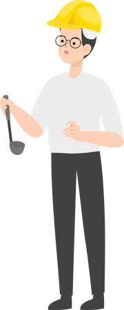 Engineer holding ladle  Illustration