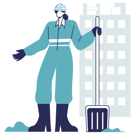 Engineer holding shovel  Illustration