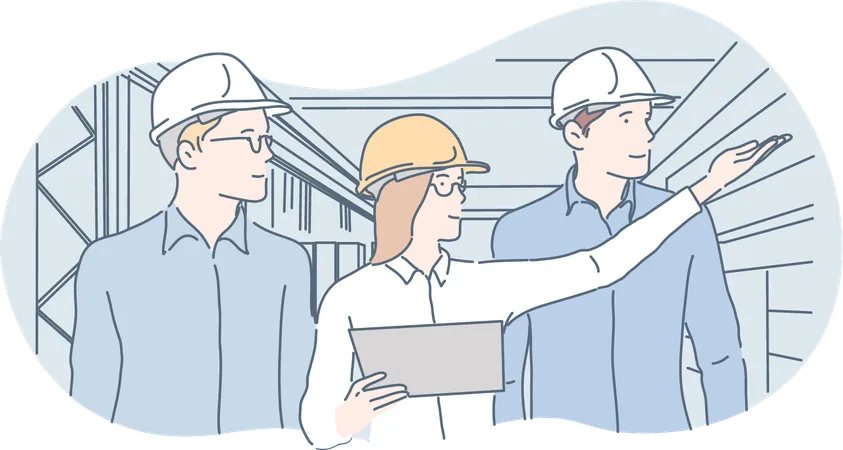 Engineer is directing other construction workers  Illustration