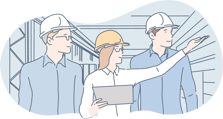 Engineer is directing other construction workers  Illustration