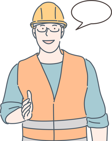 Engineer is greeting others  Illustration