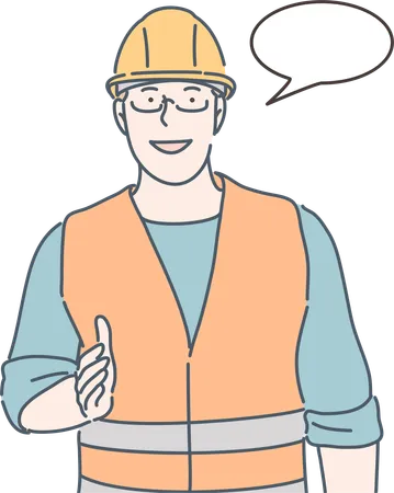 Engineer is greeting others  Illustration