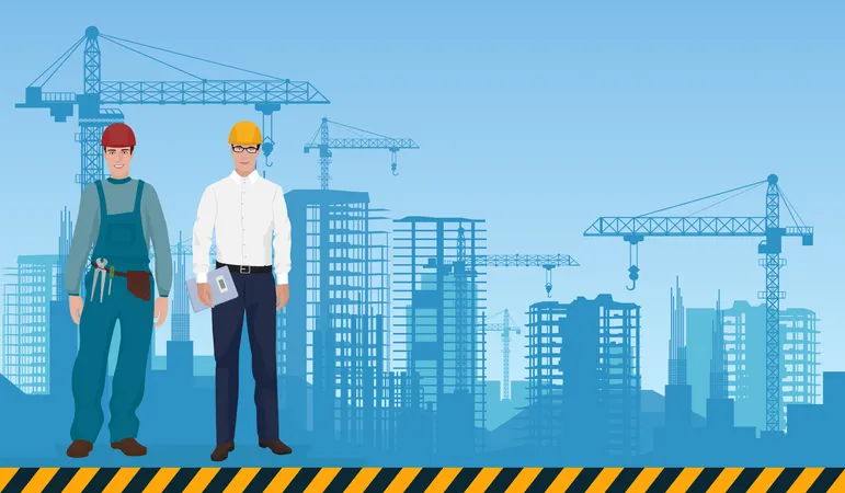 Engineer on construction site  Illustration