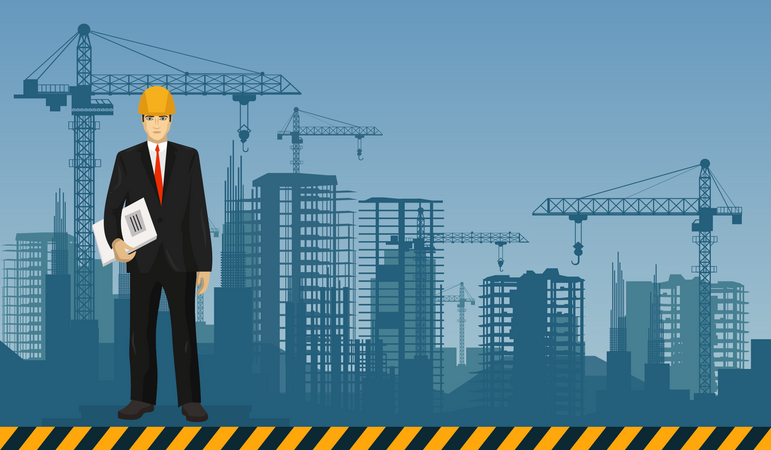 Engineer on construction site  Illustration