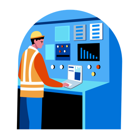 Engineer operating control system  Illustration