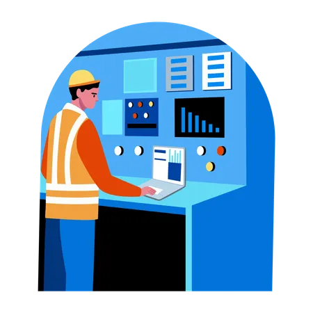 Engineer operating control system  Illustration