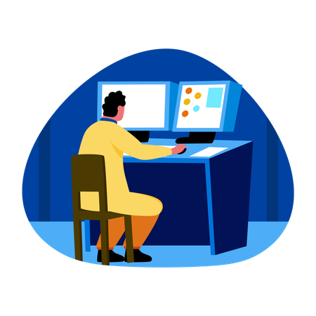 Engineer optimising online  Illustration