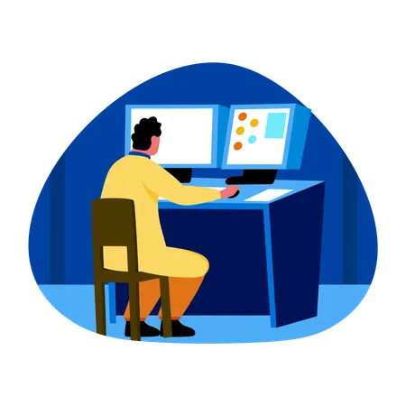 Engineer optimising online  Illustration