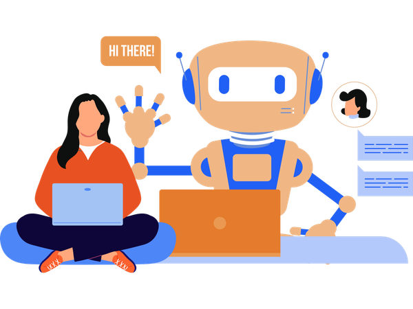 Engineer performs Robot communication  Illustration