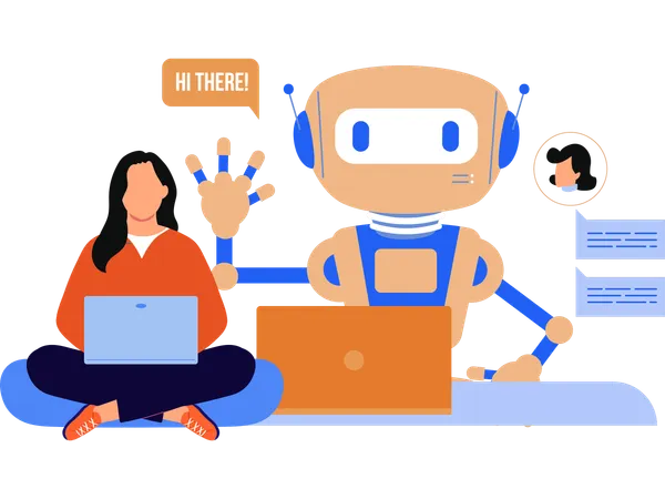 Engineer performs Robot communication  Illustration