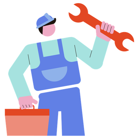 Engineer repairs equipment  Illustration
