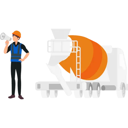 The Engineer Is Speaking Into A Megaphone Illustration