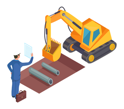 Engineer standing at construction site  Illustration