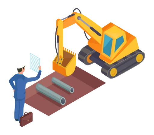 Engineer standing at construction site  Illustration