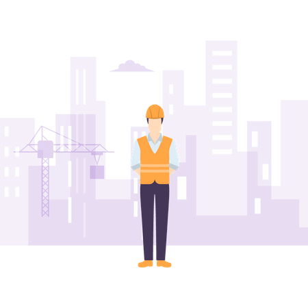 Engineer standing on construction site  Illustration