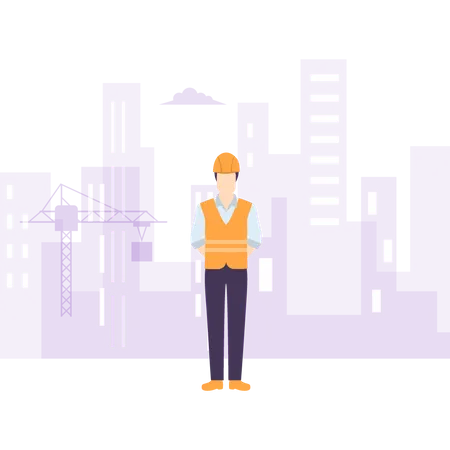 Engineer standing on construction site  Illustration