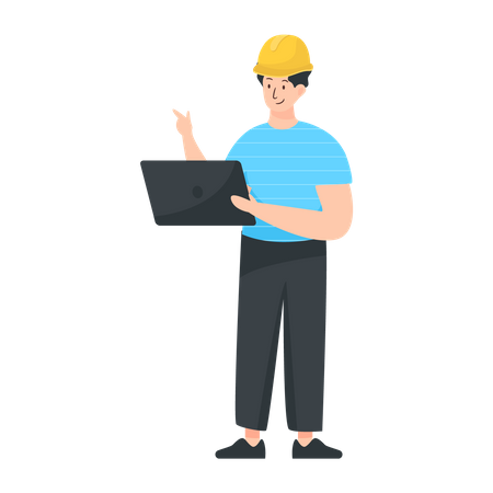 Engineer using tablet  Illustration