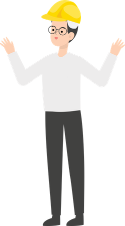 Engineer with open arms Illustration