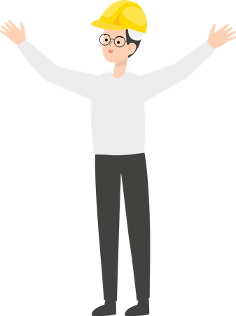 Engineer with wide open arms Illustration