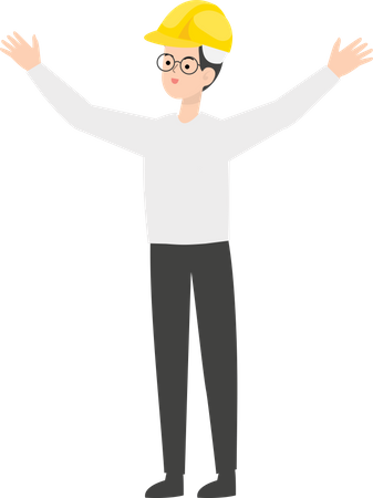 Engineer with wide open arms  Illustration