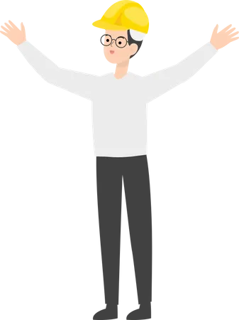 Engineer with wide open arms  Illustration