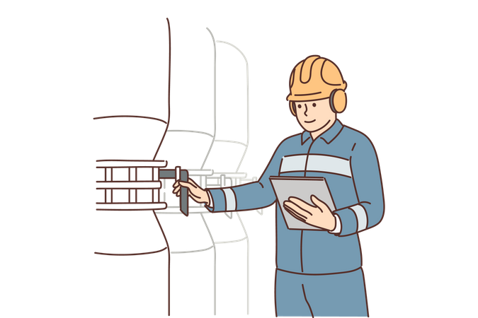Engineer working at distillery Illustration