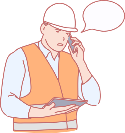 Engineer Working At Site  Illustration