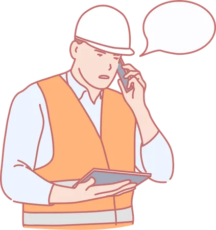 Engineer Working At Site  Illustration