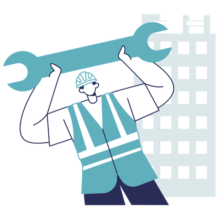 Engineer working at site  Illustration