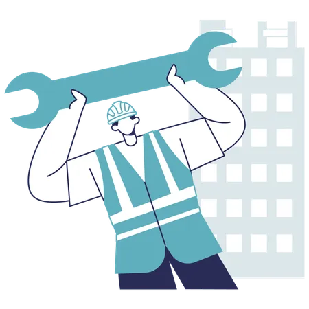 Engineer working at site  Illustration