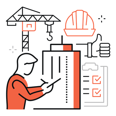 Engineer working on Construction site  Illustration