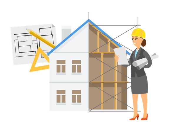 Engineer working on construction site  Illustration