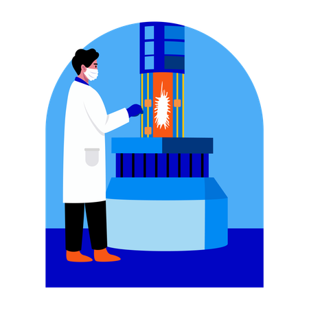 Engineer working on fusion reactor  Illustration