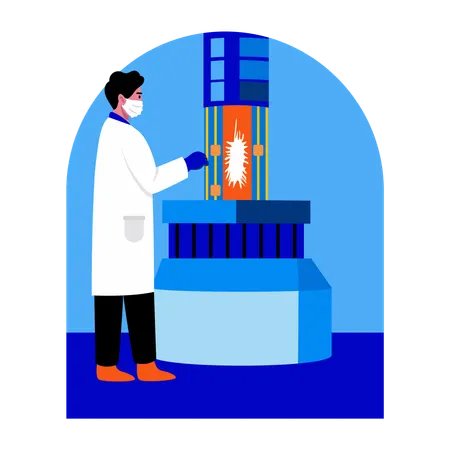 Engineer working on fusion reactor  Illustration