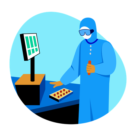 Engineer working on microchip development  Illustration