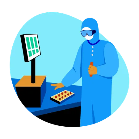 Engineer working on microchip development  Illustration