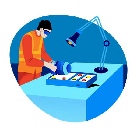Engineer working on project  Illustration