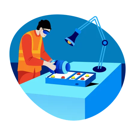 Engineer working on project  Illustration