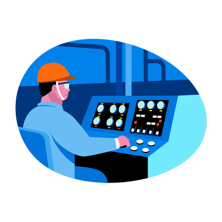 Engineer working with control panel  Illustration