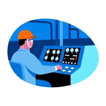 Engineer working with control panel  Illustration
