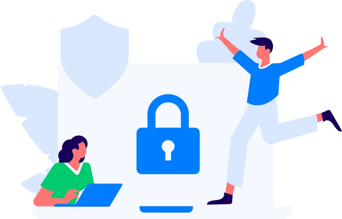 データセキュリティを分析するエンジニア  イラスト