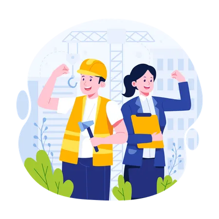 Engineers at construction site  Illustration