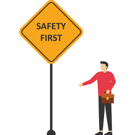Engineers Put The Word Safety First Vector Illustration In Flat Style 일러스트레이션