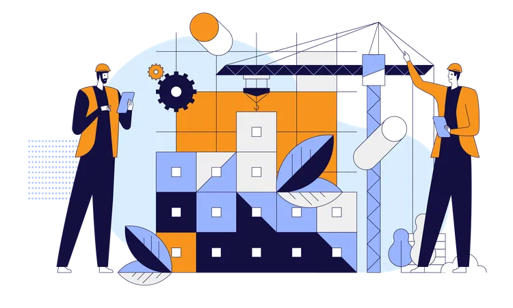 Engineers with Industrial machinery  Illustration